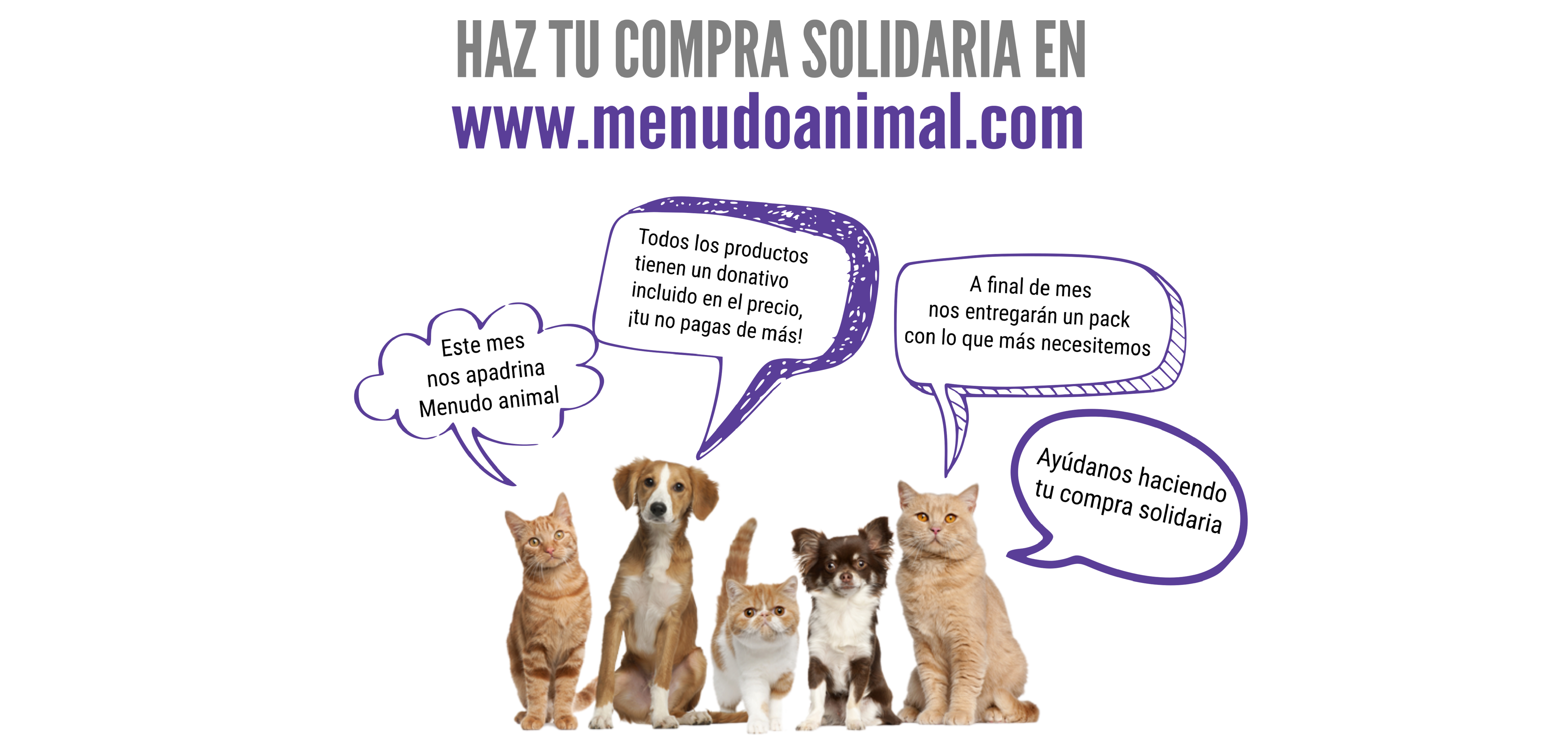 Con tu compra en menudoanimal.com durante marzo de 2017 estarás ayudando a nuestros peludos sin pagar ni un euro de más :)